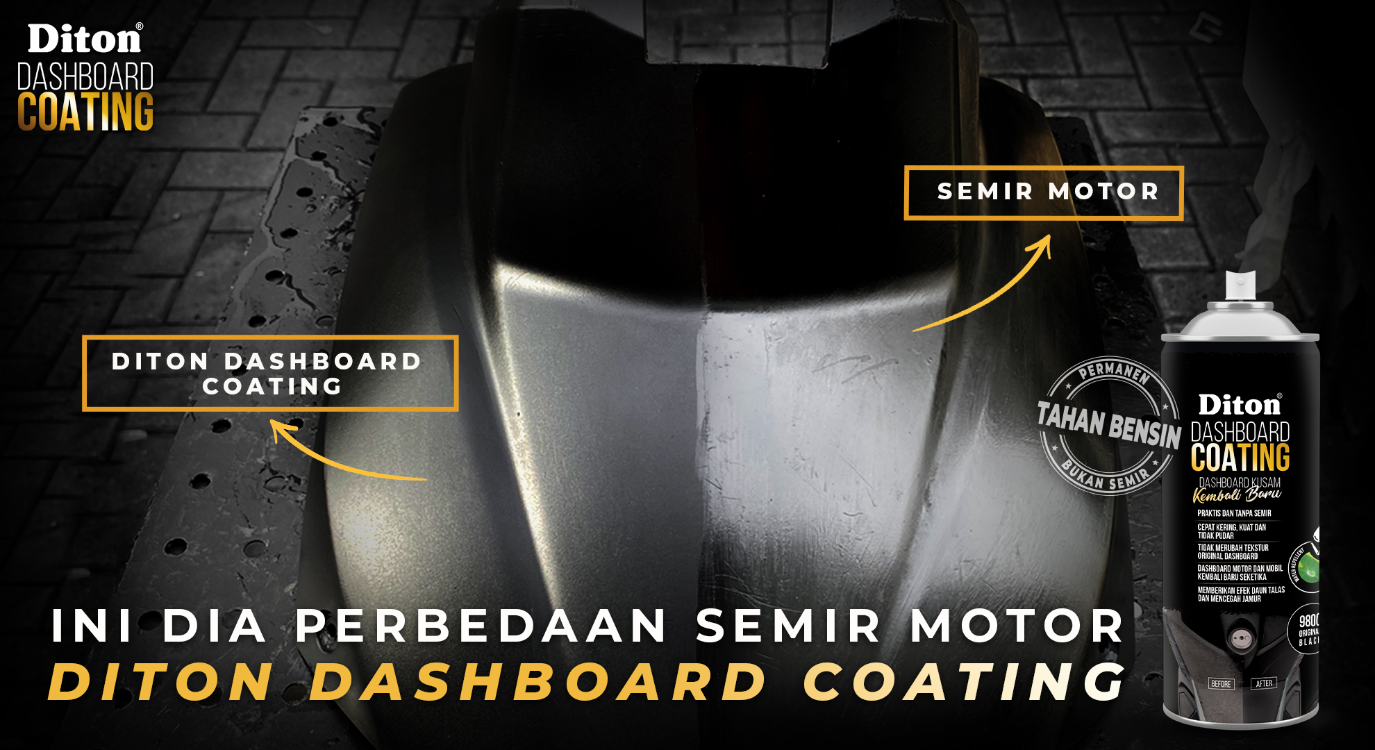 Ini Dia Perbedaan Diton Dashboard Coating dan Semir Motor