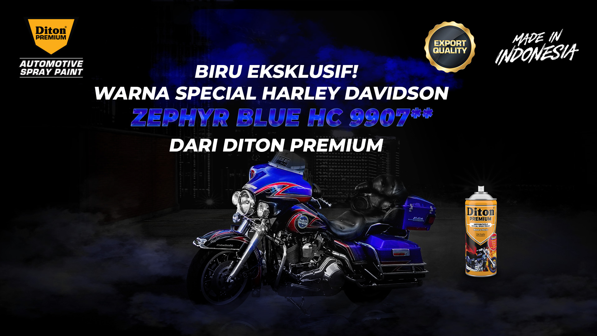 Biru Eksklusif! Warna Special Harley Davidson Zephyr Blue HC 9907** dari Diton Premium