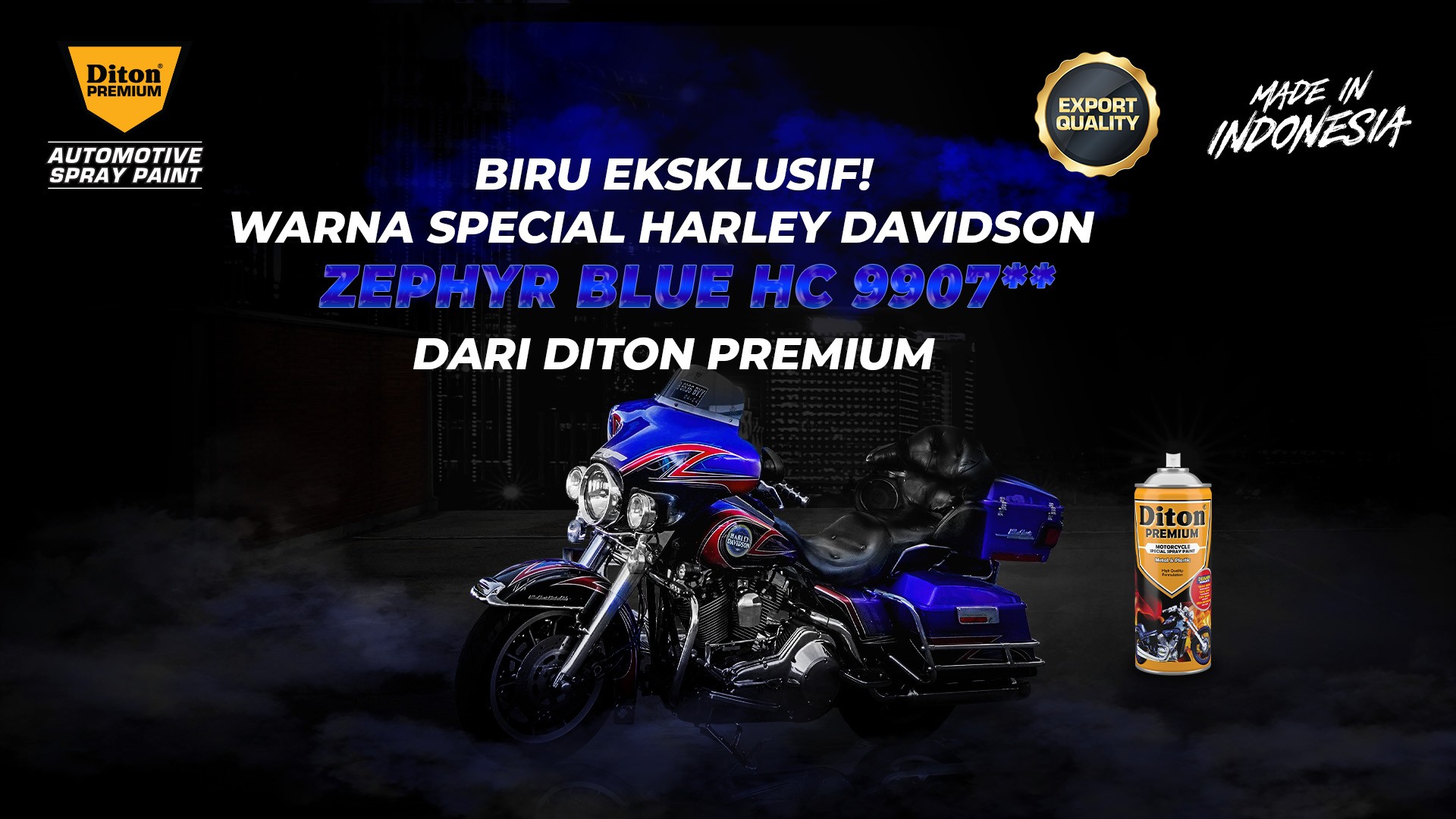 Biru Eksklusif! Warna Special Harley Davidson Zephyr Blue HC 9907** dari Diton Premium