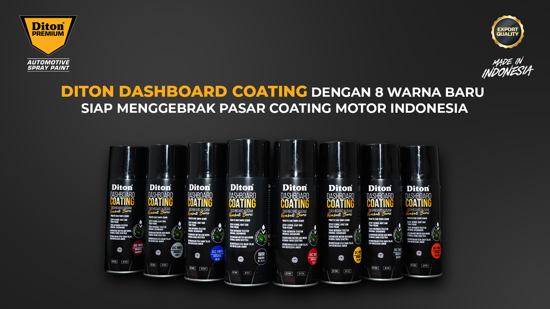 Diton Dashboard dengan 8 Warna Baru Siap Menggebrak Pasar Coating Motor Indonesia