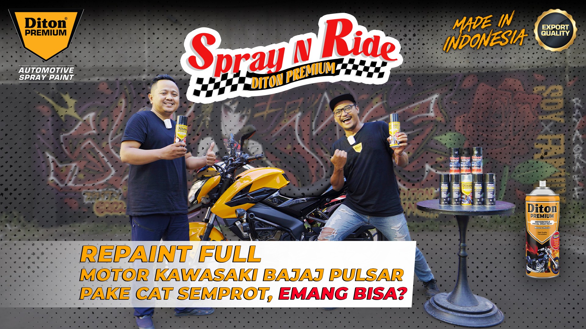 Repaint Full Motor Kawasaki Bajaj Pulsar Pake Cat Semprot, Emang Bisa?