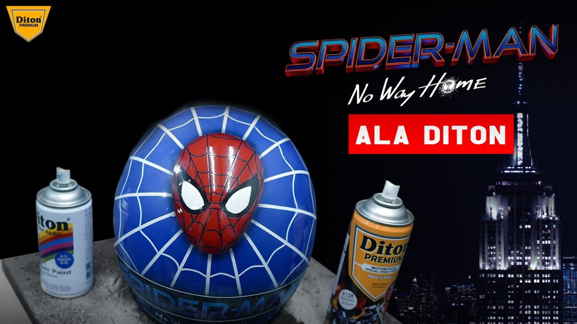 SPIDERMAN NO WAY HOME PAKAI DITON PREMIUM | TUTORIAL REPAINT HELM